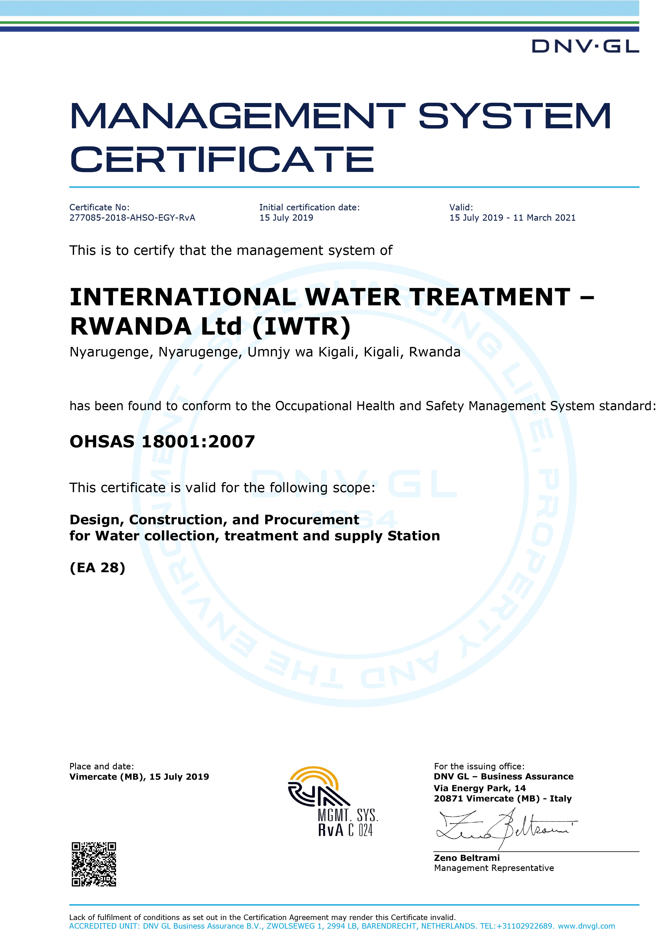 RWANDA Ltd (IWTR) – OHSAS